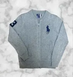 （美品）ポロ ラルフローレン　ビックポニー　グレー　ジップニット　カーディガン