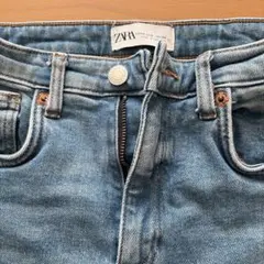 ZARA ライトブルー スキニーデニム フリンジ裾