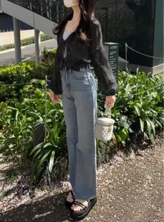 GRL グレイル 楊柳シフォンリボンボレロ 黒 レディース 服