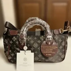 russet ダークブラウン 花柄ショルダーバッグ