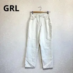 GRL グレイル 配色ステッチハイウエストストレートパンツ ホワイト S