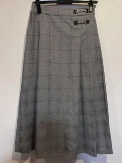 グレー系チェック プリーツスカート　グローバルワーク