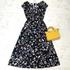 極美品 ローラアシュレイ フラワープリント フレアワンピース ストレッチ 9