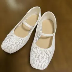 GU ホワイトレースフラットシューズ 22.5cm