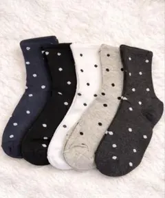 【新品・未使用】水玉模様 ドット柄 ソックス 5足セット