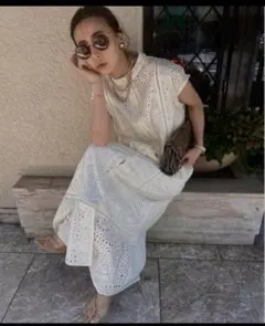 Ameri ノースリーブ ロングワンピース　レース