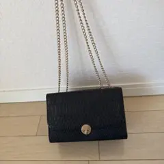 ショルダーバッグ ブラック チェーン付き パイソン調デザイン