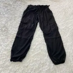 カーゴパンツ ワークパンツ　調整可能ウエスト　ブラック　LL しまむら