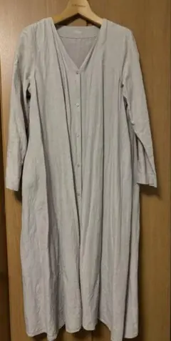 evam eva ライトグレー 長袖 シャツワンピース