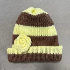 (バラ付き)ビーニー ニット帽 ハンドメイド