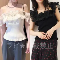 ANDMARY Lil lace knit tops black - メルカリ