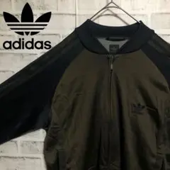 希少カーキL⭐️90s adidas トラックジャケット 刺繍vintage 茶黒