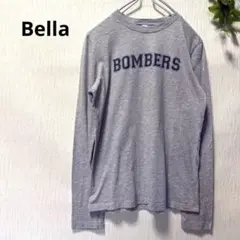 【Bella】カレッジロゴ 長袖Tシャツ ロンT グレー M アメカジ