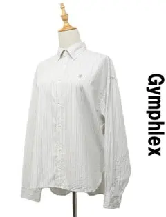 E565 Gymphlex ドレスシャツ ストライプ 14 M ライトグレー