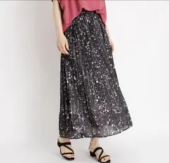 オーロラ サテン プリーツスカート　grove タグ付 春 新品