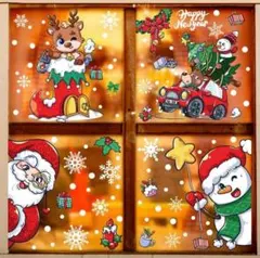 クリスマス サンタ 窓ステッカー ガラスシール 剥がせるステッカー スノーマン