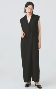 レイビームス テーラードカラー サロペット オールインワン ブラック BEAMS