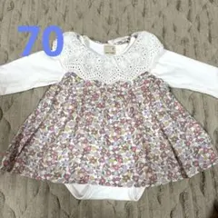 美品　プティマイン　ロンパース　花柄　レース