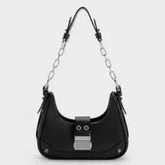 【CHARLES&KEITH】ウィンスレット　ベルトショルダーバッグ　ブラックのサムネイル