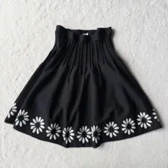 トッカTOCCA フラワー ニット フレアスカート オフィス M ブラック 美品