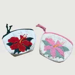 ハイビスカス刺繍コインケース2個セット ハワイ
