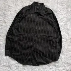 ストライプシャツ 黒 長袖 ゆるだぼ ストリート シティボーイ ノームコア