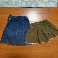 COMME CA ISM デニム・カーキキュロット2点セット