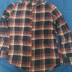 メンズUNIQLO ネルシャツ M ネイビー/レッドチェック