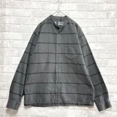無印良品 長袖シャツ S グレー メンズ 美品 チェック 綿100 羽織り