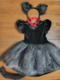 【ハロウィン】黒猫ドレス　 猫耳カチューシャとリボンチョーカー　100cm