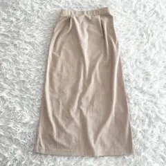 Helm しまむら ニットロングスカート M ライトベージュ カジュアル