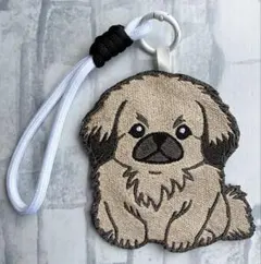 ハンドメイド 刺繍 ダックスフンド バッグキーホルダー チャーム 犬