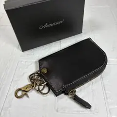 新品　キーケース スマートキー ブラック レザー L字ファスナー