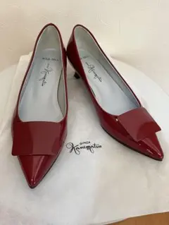 もも様専用　銀座かねまつ パンプス ポインテッドトゥ エナメル ワインレッド