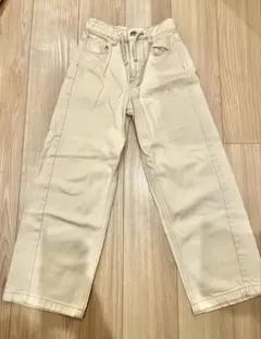 【美品】ZARAKIDS 白ワイドパンツ　デニム　140cm