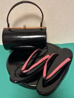 【和装】ブラック系　草履＆バッグ