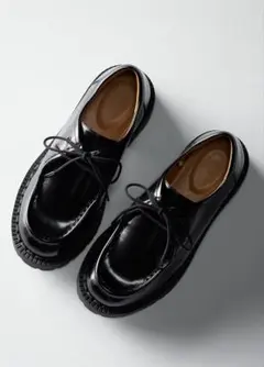 ［新品未使用］UNIQLO C黒レザー厚底ローファー