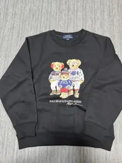 ポロラルフローレン　ファミリーベアプリント　裏起毛　黒トレーナー　140