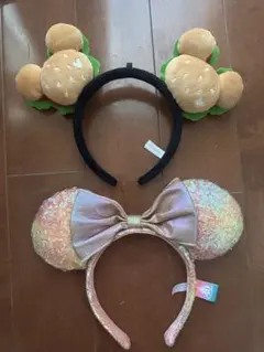 ハンバーガー型とミニー耳カチューシャセット