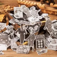 海外❤︎ モノクロ　ステッカー　ヴィンテージ　アンティーク　コラージュ