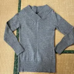 グレー Vネック 長袖ニットセーター Mサイズ