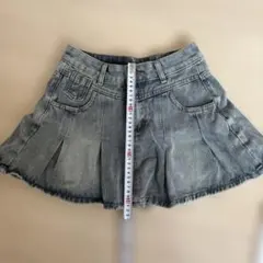 デニムグレー プリーツミニスカート M