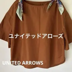 ブラウン ショートスリーブ トップス スカーフ付き