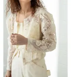 mystic パワショルオーガンジーブラウス