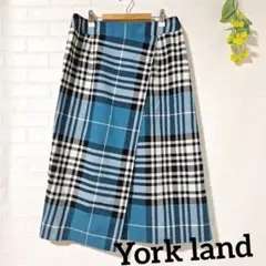 【York land ヨークランド】　チェック　スカート　ブルー　サイズ15AR