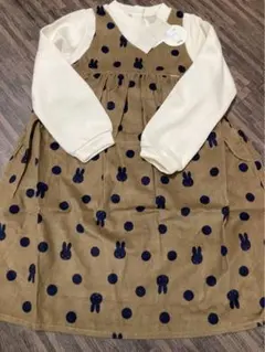 最終お値下げプティマイン　ミッフィー　コーデュロイ長袖ワンピース　130㎝　新品