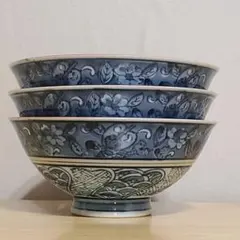 【美品】有田焼 清秀窯 染付祥瑞文様 ご飯茶碗 3客セット 和食器のサムネイル