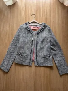 スーナウーナ　ツイードジャケット　ノーカラージャケット　美品　セレモニー服のサムネイル