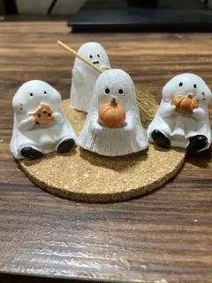 ナチュラルキッチン ハロウィン オバケ セット ホウキ カボチャ 台座付き ③