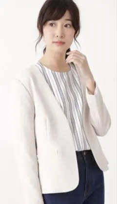 NATURAL BEAUTY BASIC カラーレスジャケット ノーカラー M